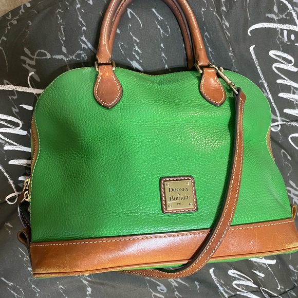Dooney & Bourke Handbags - Dooney & Bourke Vibrant Green and Tan Satchel